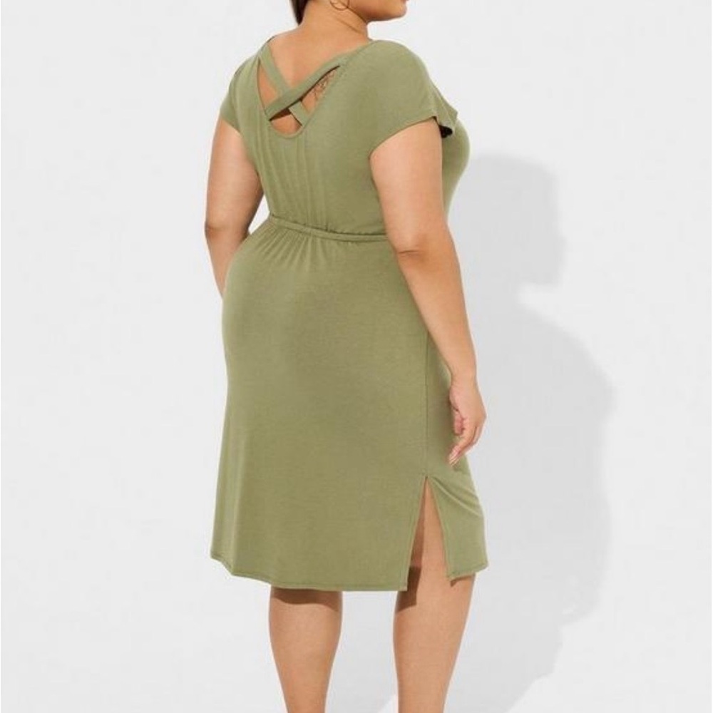 Torrid Olive Drawstring Midi Dress - Picture 4 of 6